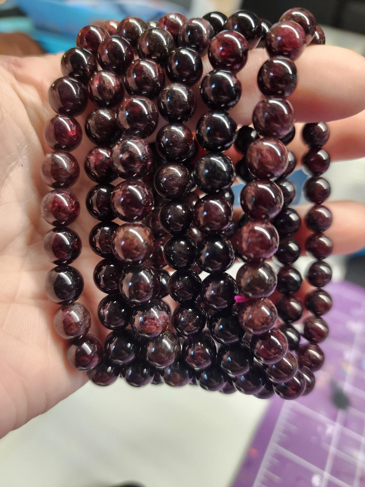Natural Garnet 8mm Stretch Bracelet