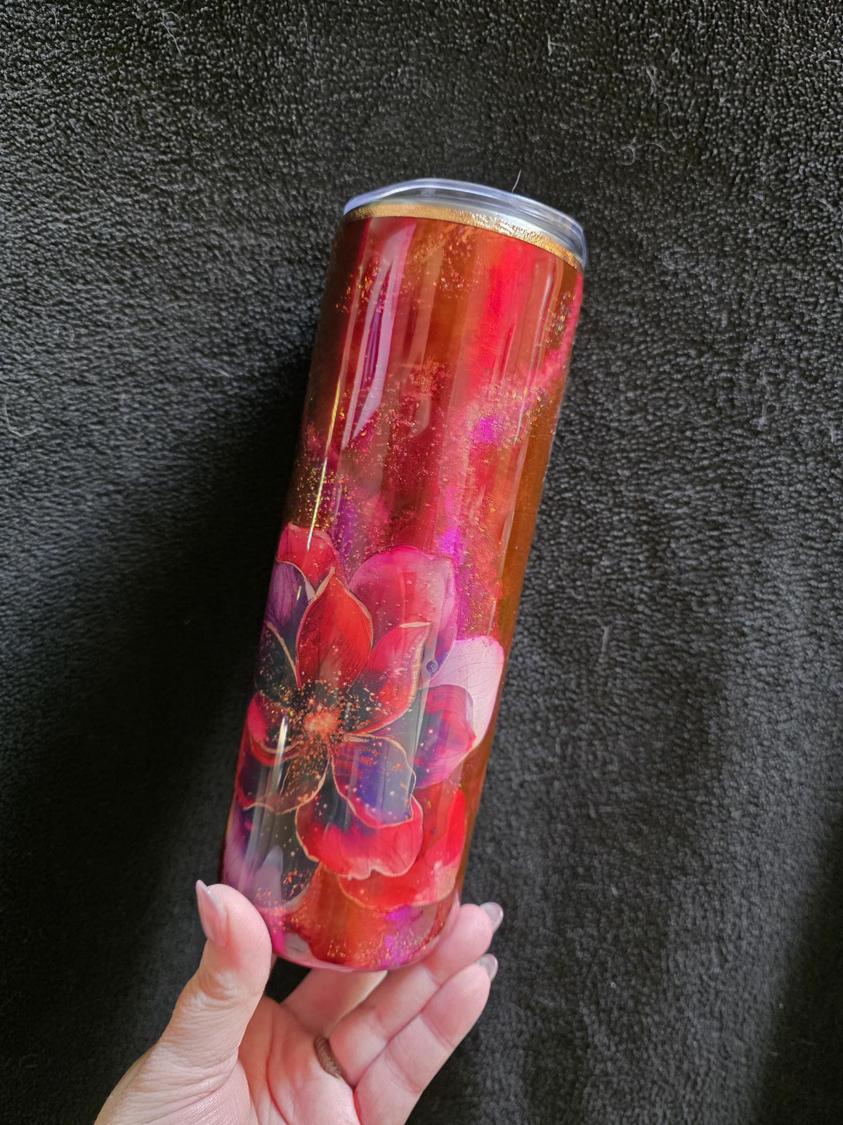 Red Floral Watercolor | 20oz Skinny Stainless Steel Epoxy Tumbler