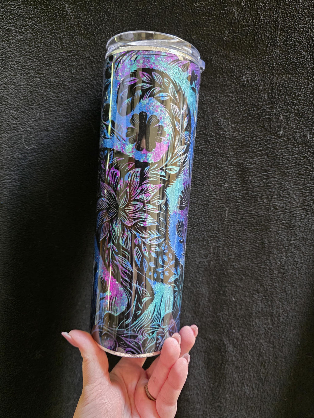 Floral Cat | 30oz Skinny Stainless Steel Epoxy Tumbler