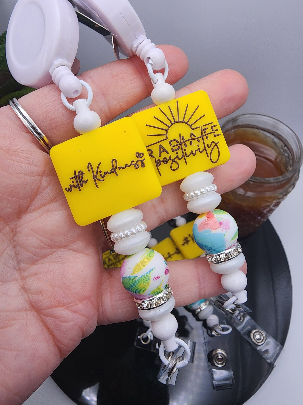 Radiate Positivity - With Kindness Floral Retractable Badge Reel