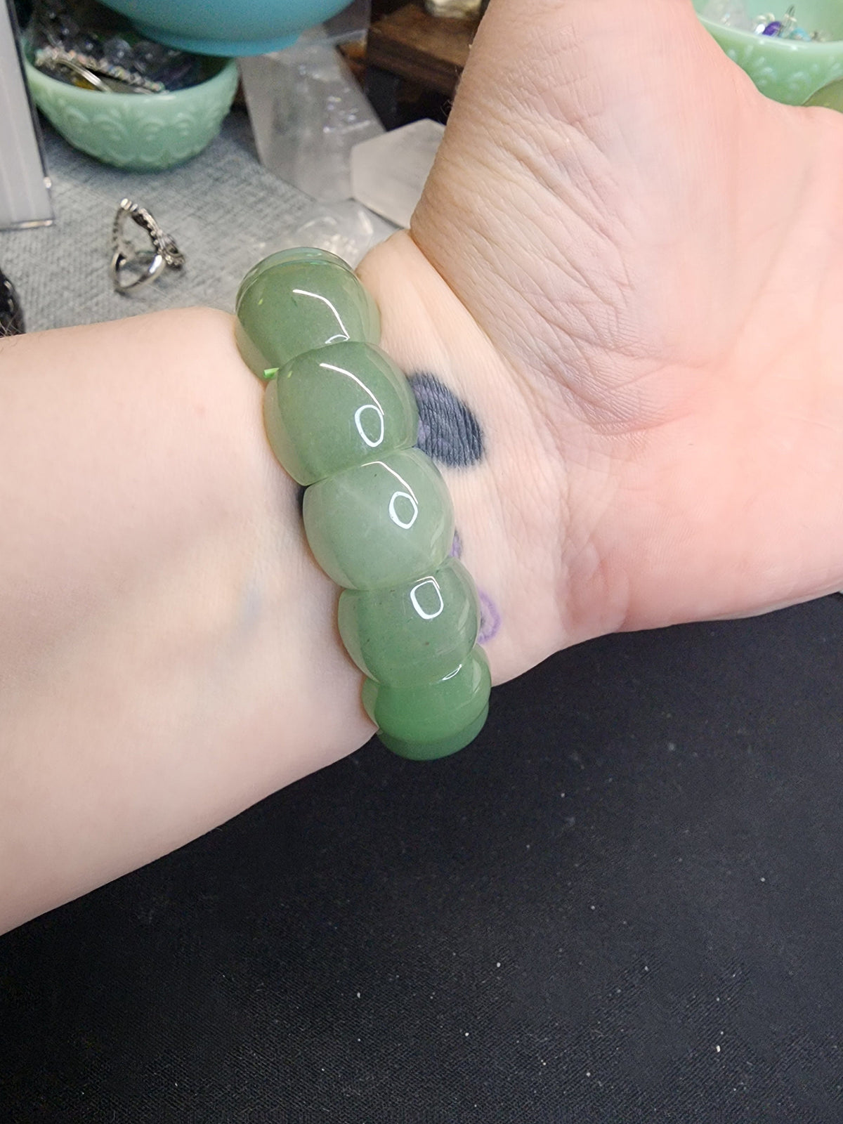 Natural Green Aventurine 18mm Stretch Bangle