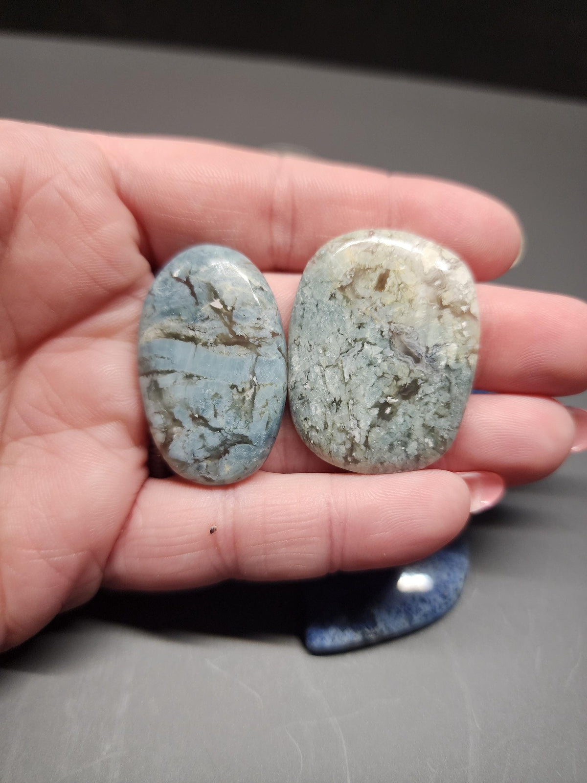Bulk Lot - Mixed Material | Natural Cabochons - Andara Carnelian Plume Agate, Dumortierite, Brecciated Blue Chalcedony