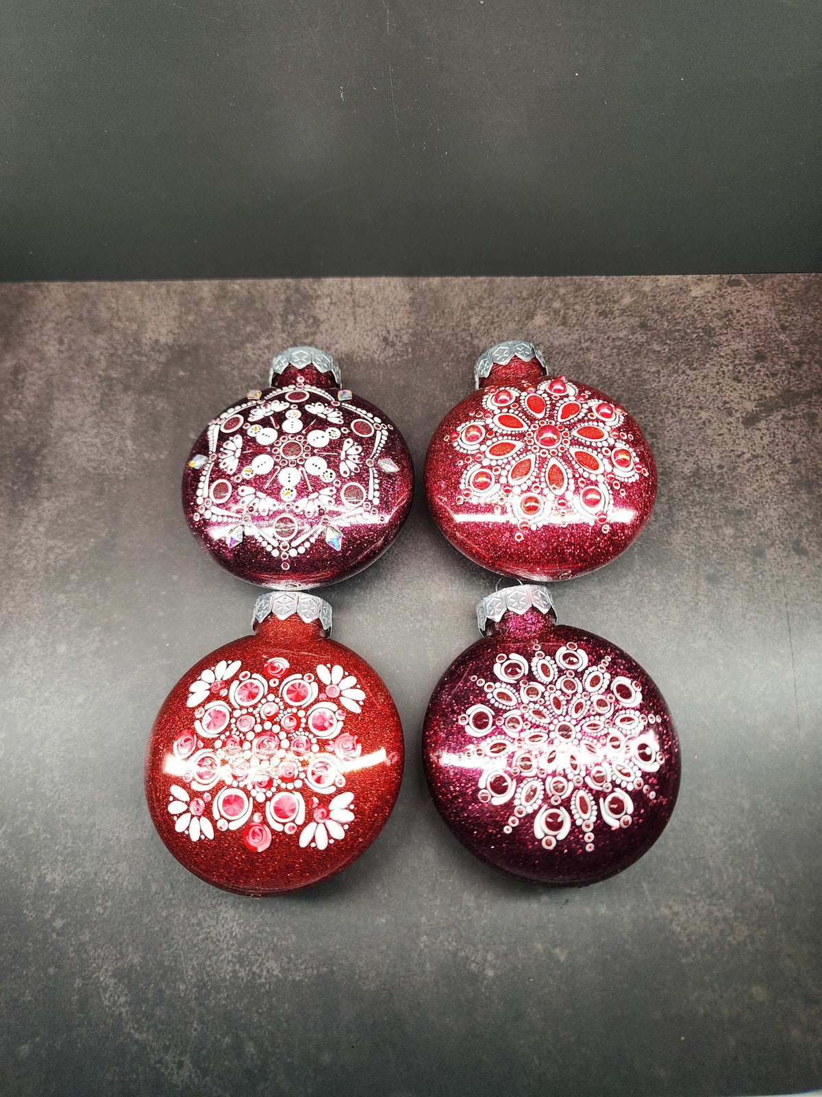 Reds - Hand Painted Mandala Glitter Ornament | Shatter Proof & Pet Friendly