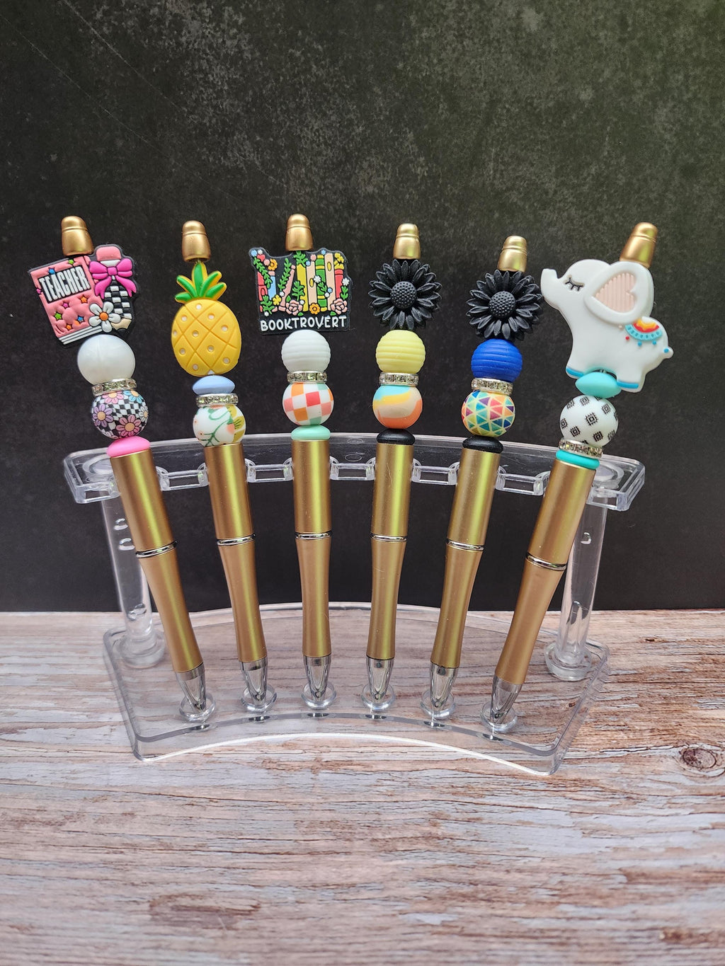 Themed Silicone Beaded Pens | Elephant, Daisy, Pineapple, Teacher, Books