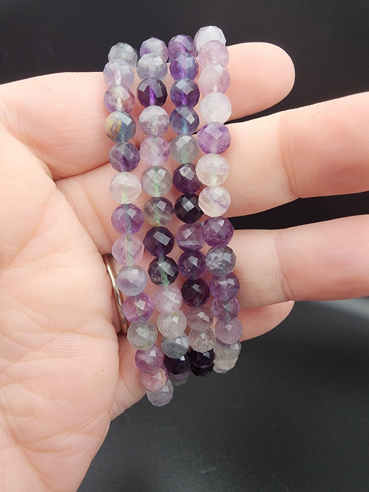 Natural Rainbow Fluorite Faceted 6mm Stretch Bracelet