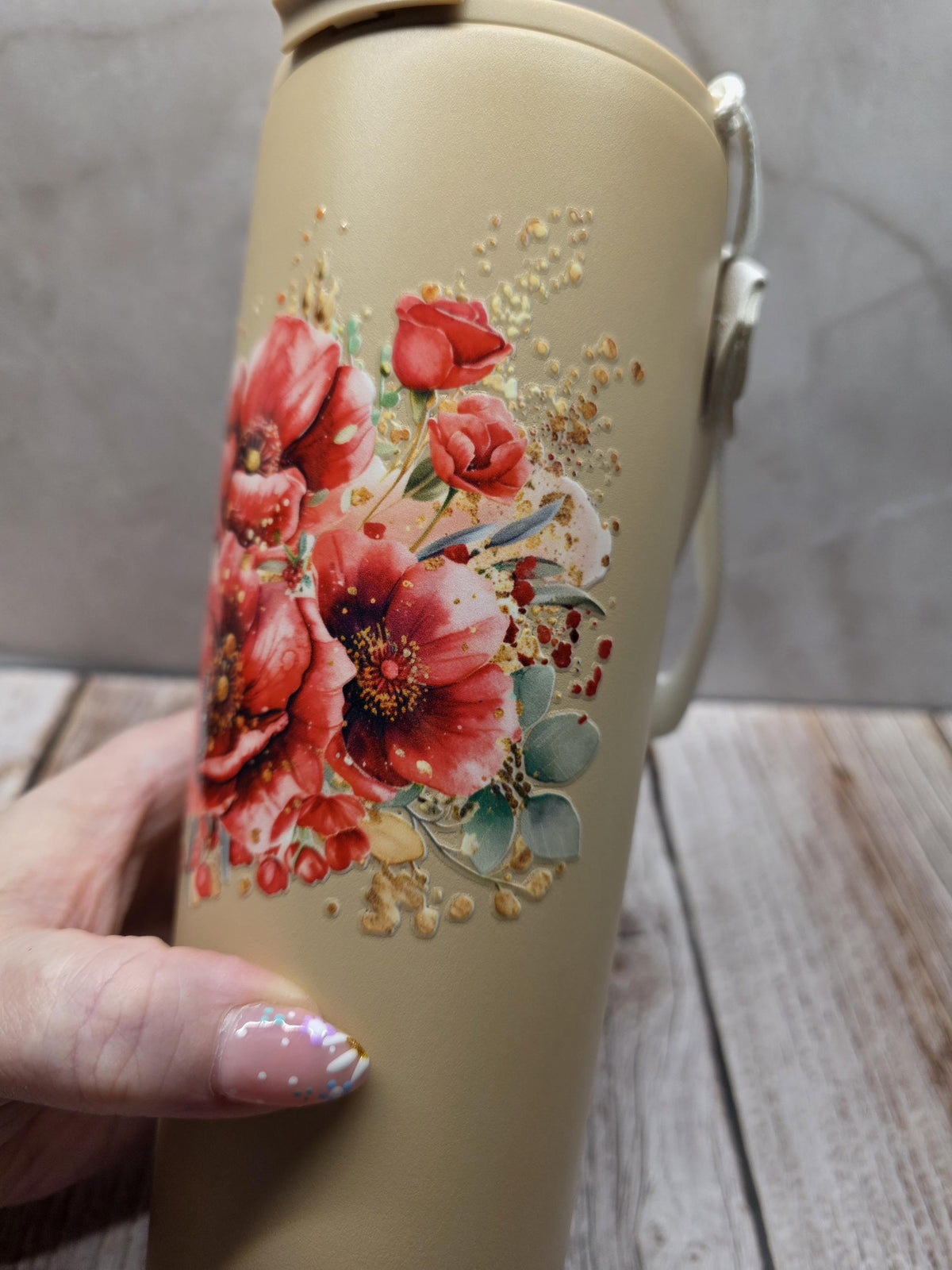 Coral Florals | Powder Coated Stainless Steel 24oz Tumbler