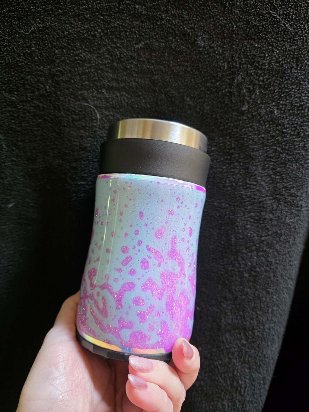Purple and Blue Paint Splatter - No Decal | 12oz Stainless Steel Epoxy Can Cooler