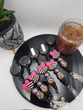 Leopard Print and Hot Pink Hearts Retractable Badge Reel