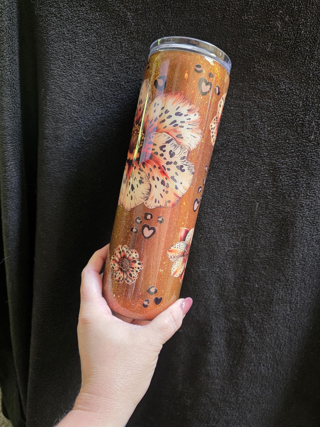 Floral Cheetah | 30oz Skinny Stainless Steel Epoxy Tumbler