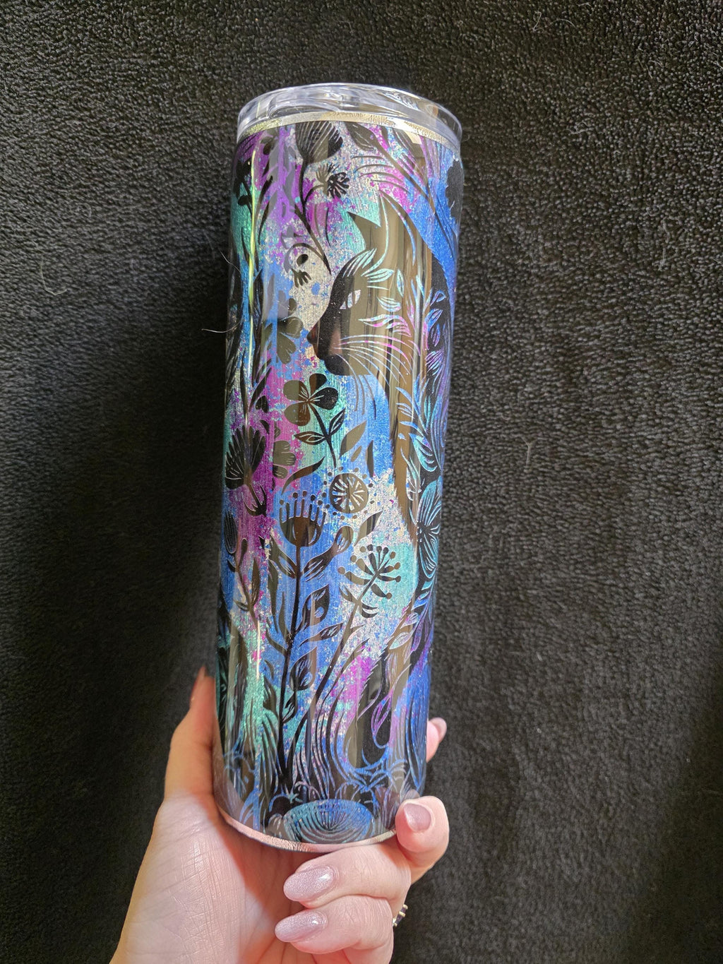 Floral Cat | 30oz Skinny Stainless Steel Epoxy Tumbler