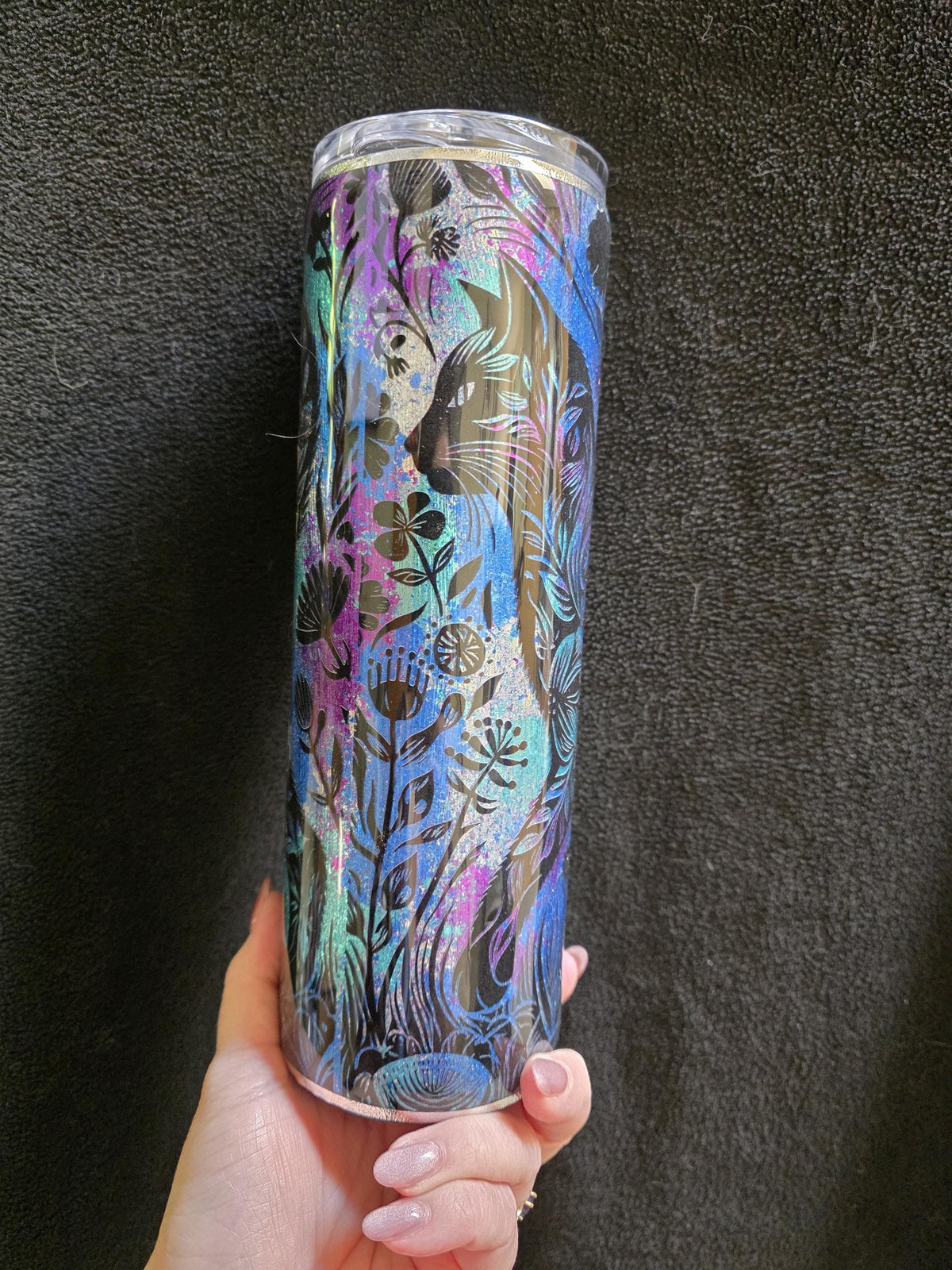Floral Cat | 30oz Skinny Stainless Steel Epoxy Tumbler