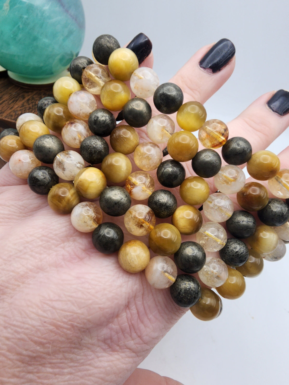 Solar Plexus 8mm Stretch Bracelet | Pyrite, Citrine, Honey Tigers Eye