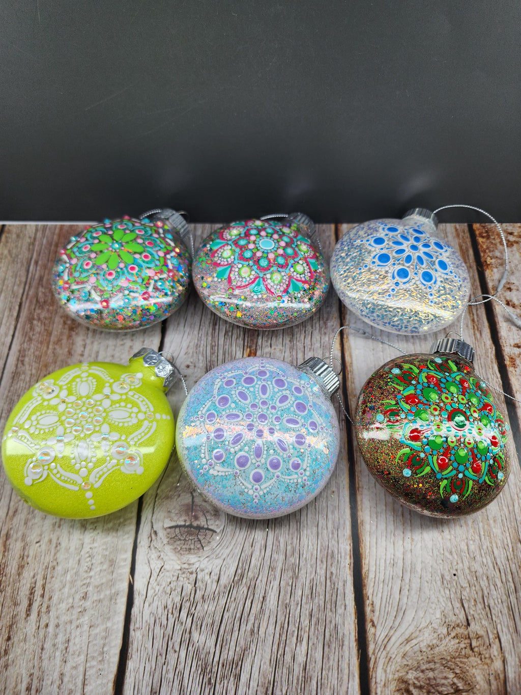 Unique Colors - Hand Painted Mandala Glitter Ornament | Shatter Proof & Pet Friendly