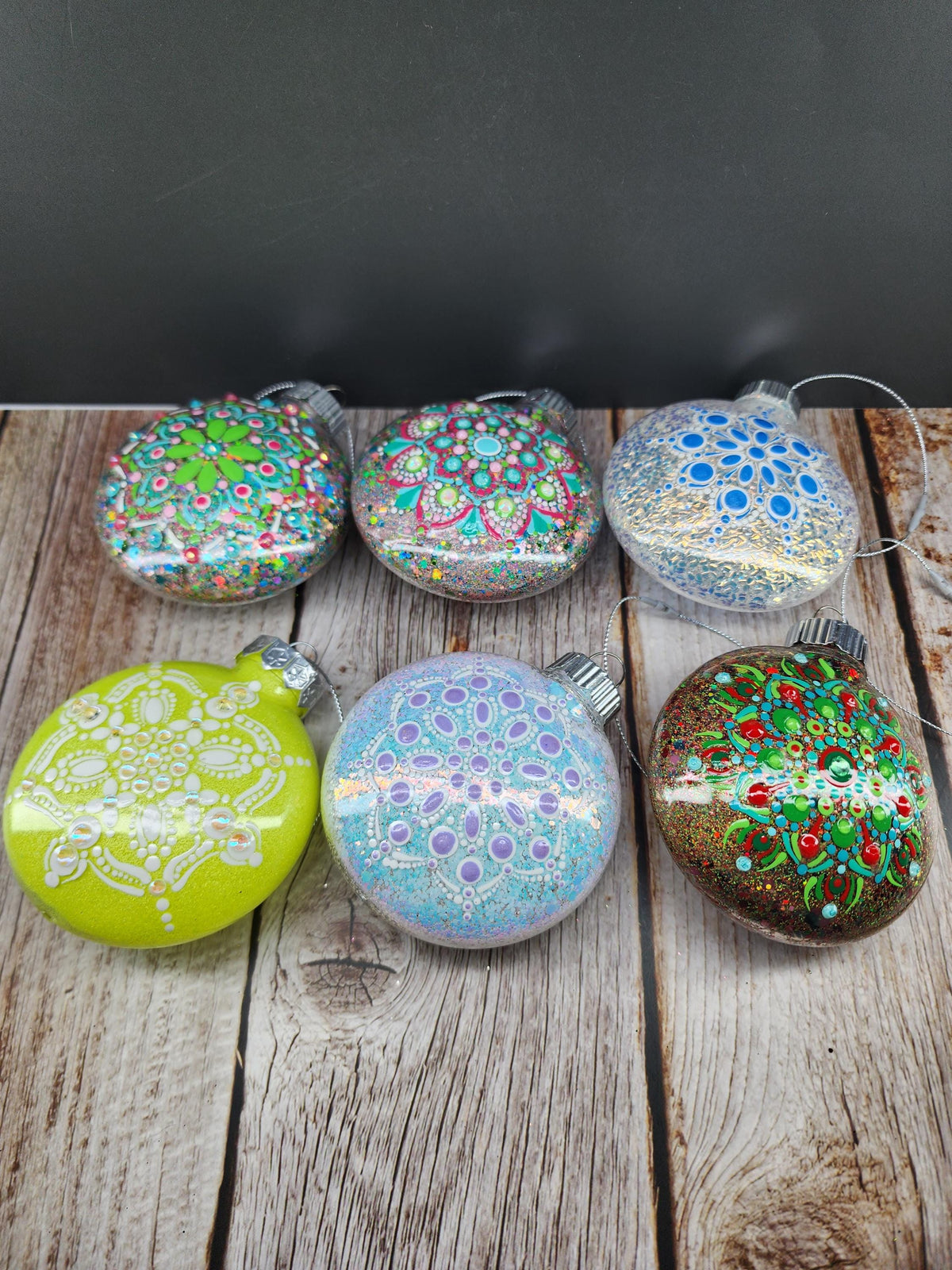 Unique Colors - Hand Painted Mandala Glitter Ornament | Shatter Proof & Pet Friendly