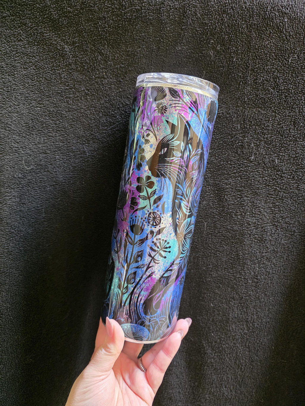 Floral Cat | 30oz Skinny Stainless Steel Epoxy Tumbler