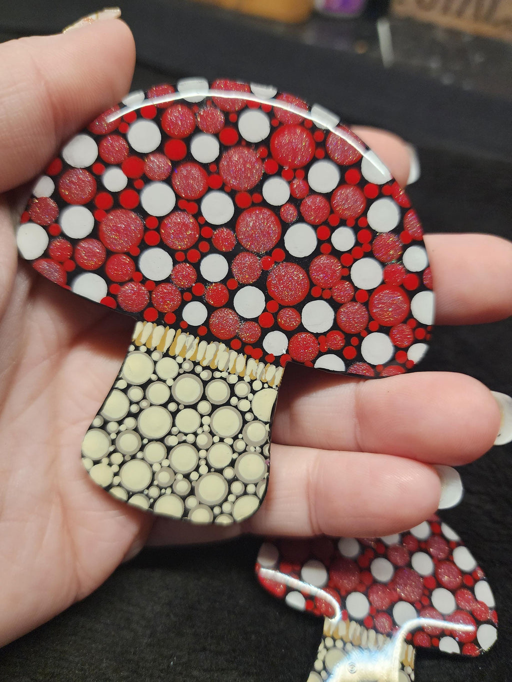 Hand Painted Red Mushrooms Magnet Set