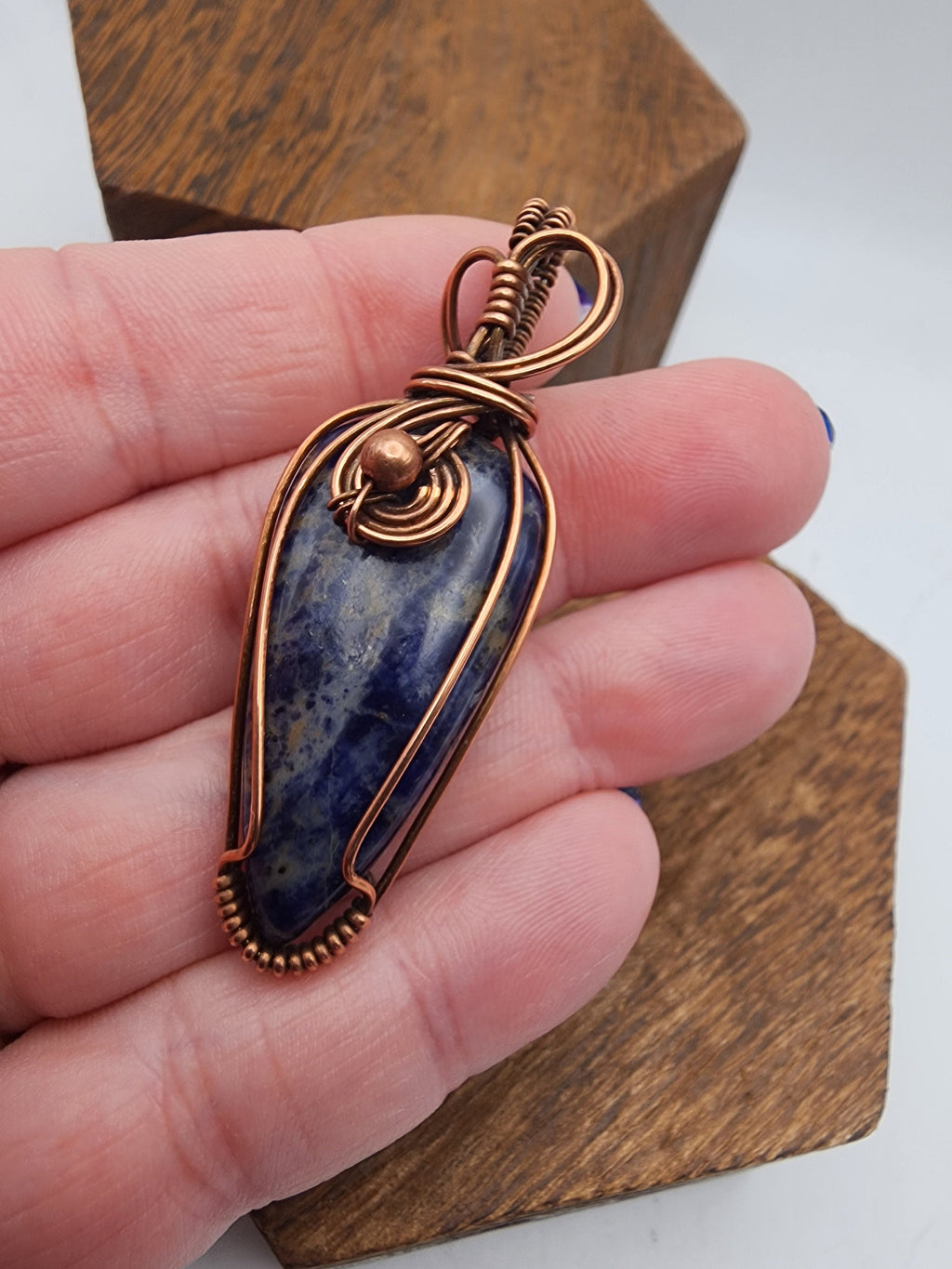 Sodalite Teardrop Wire Wrapped Pendant