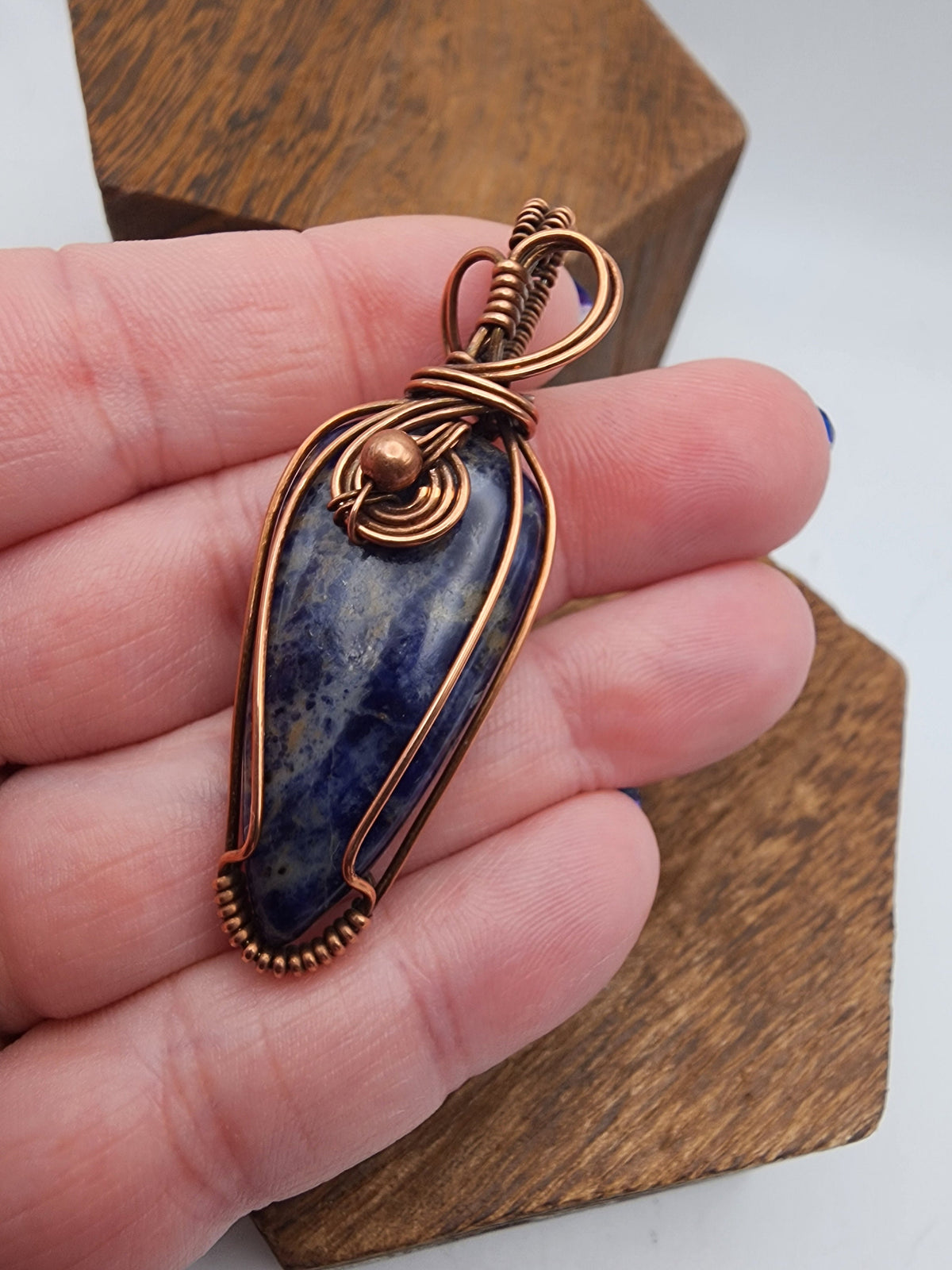Sodalite Teardrop Wire Wrapped Pendant