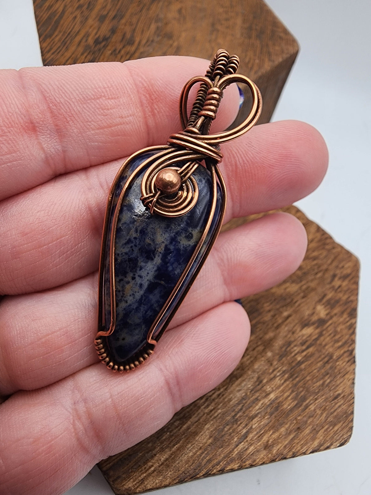 Sodalite Teardrop Wire Wrapped Pendant