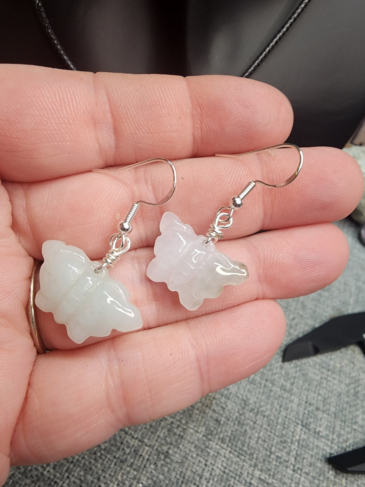 Green Burma Jade Butterfly Earrings & Necklace Set