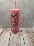 Baking | Pink Jelly Glass 20oz Skinny Tumbler W/Handle