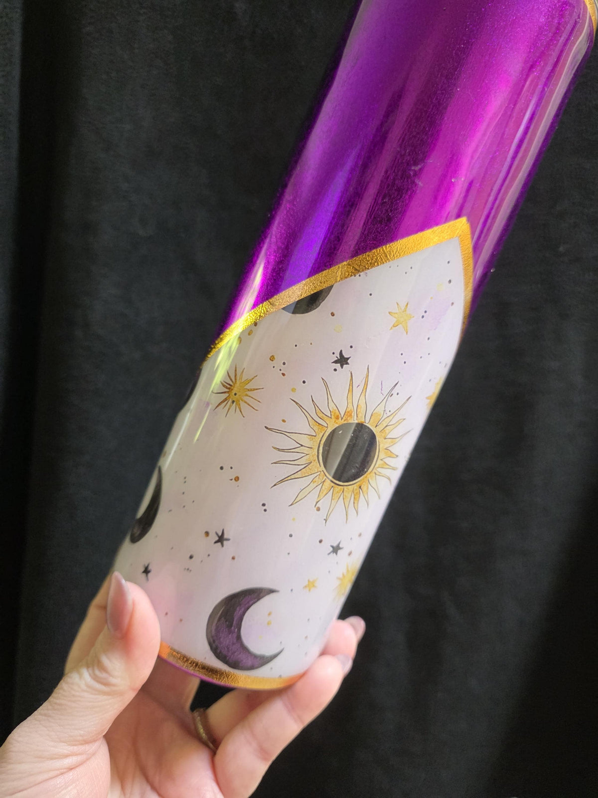 Purple Cat & Moon | 30oz Skinny Stainless Steel Epoxy Tumbler