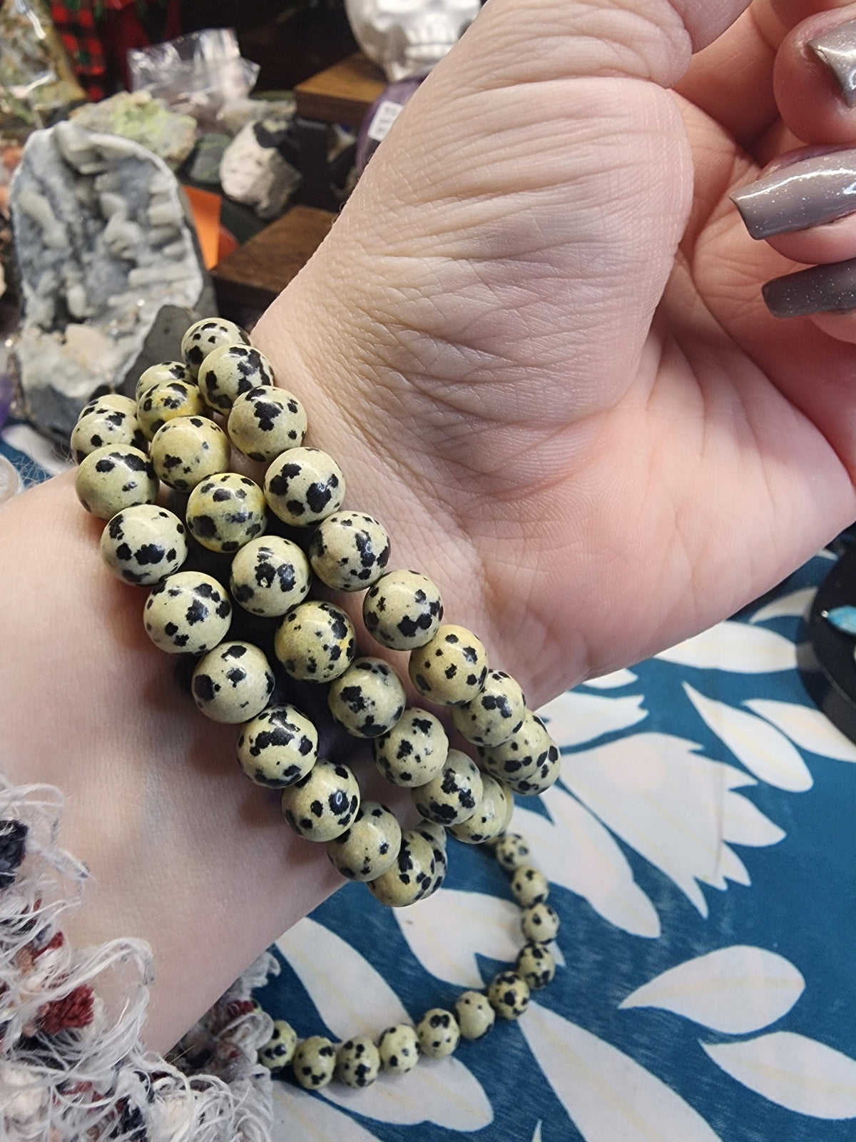 Natural Dalmatian Jasper 8mm Stretch Bracelet