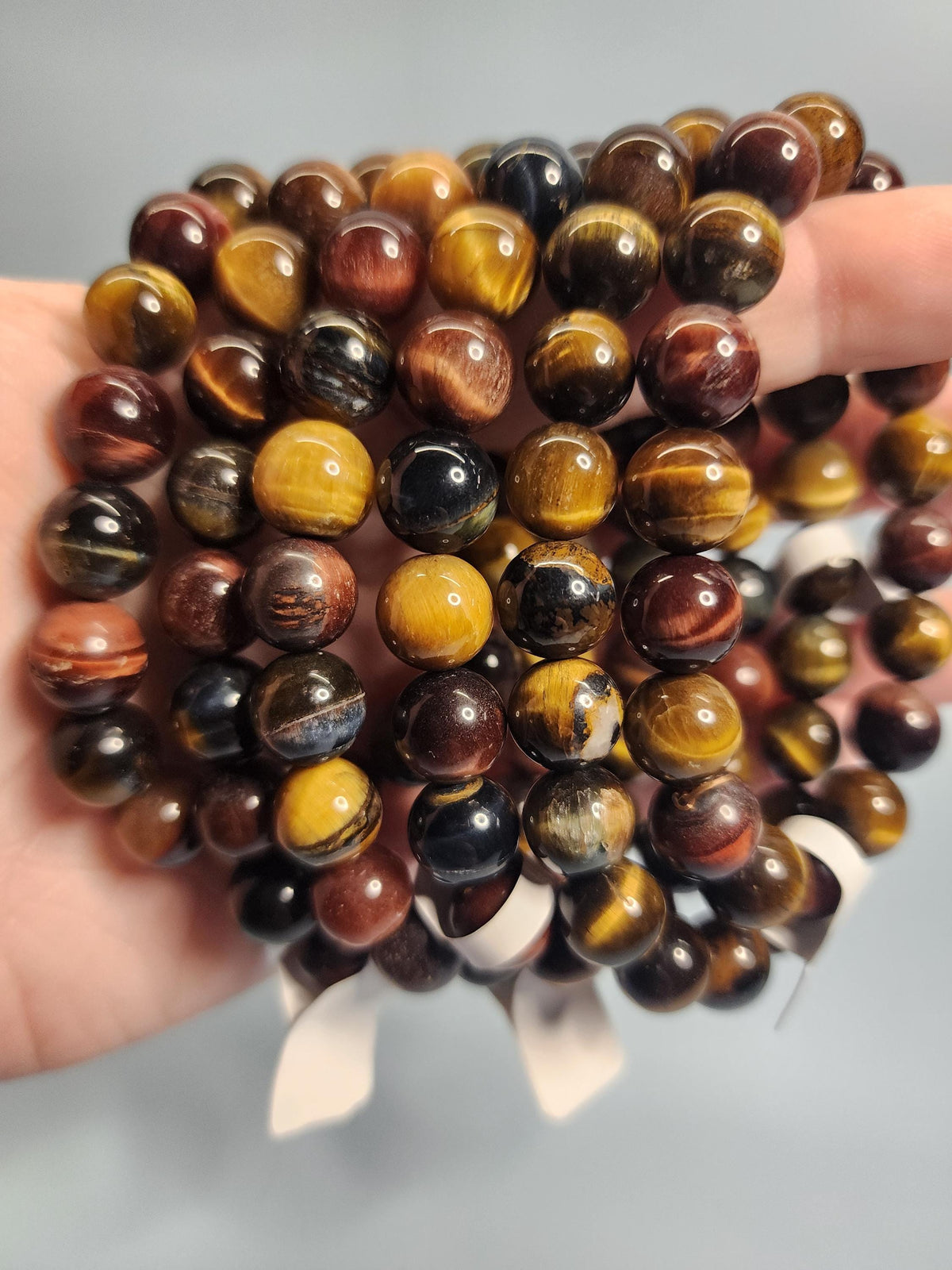 Natural Mixed Tigers Eye 9mm Stretch Bracelet