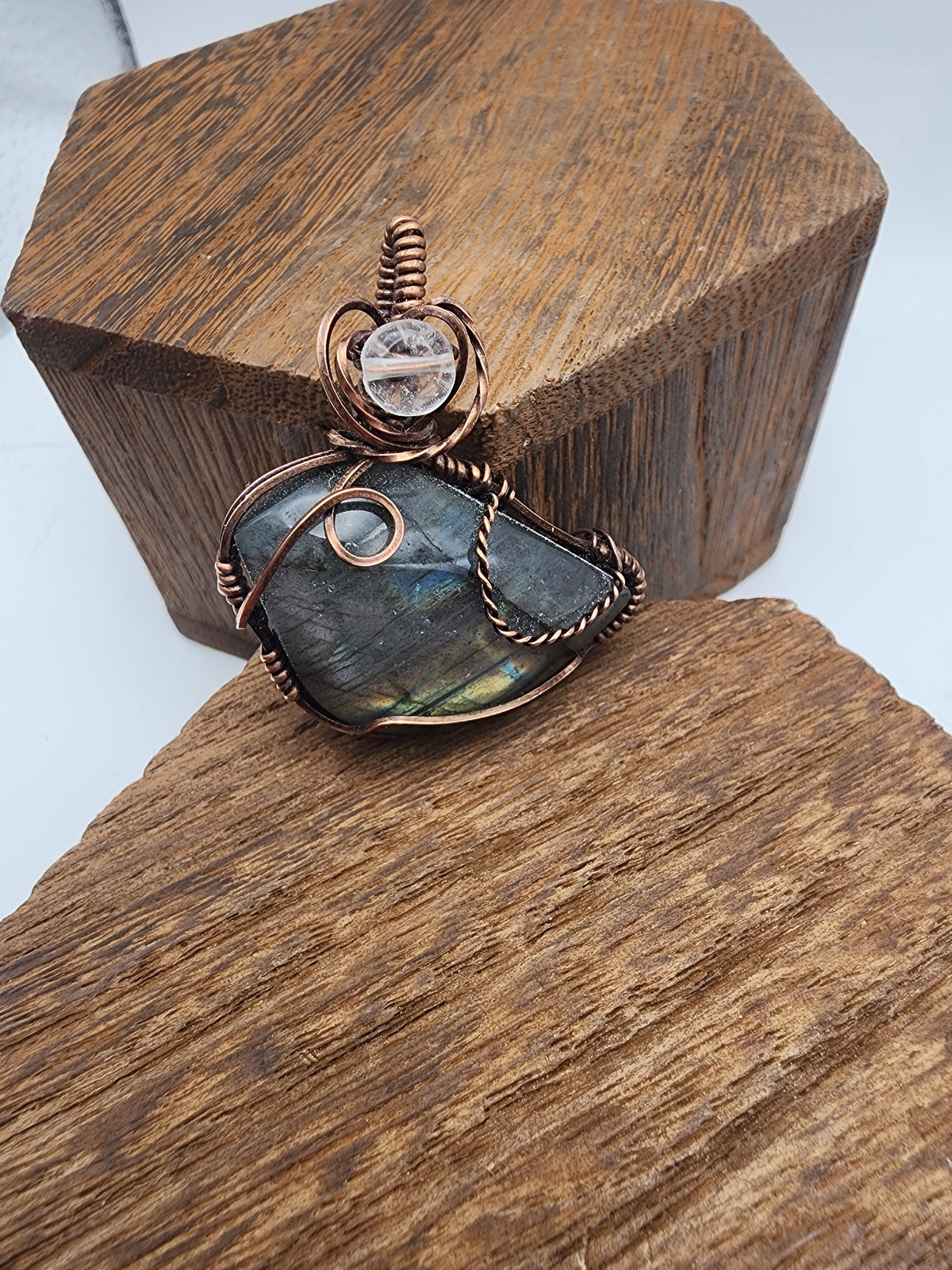 Labradorite Wire Wrapped Bird Pendant