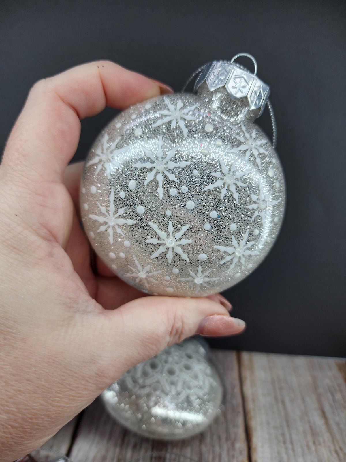 Rose Golds & Silvers - Hand Painted Mandala Glitter Ornament | Shatter Proof & Pet Friendly