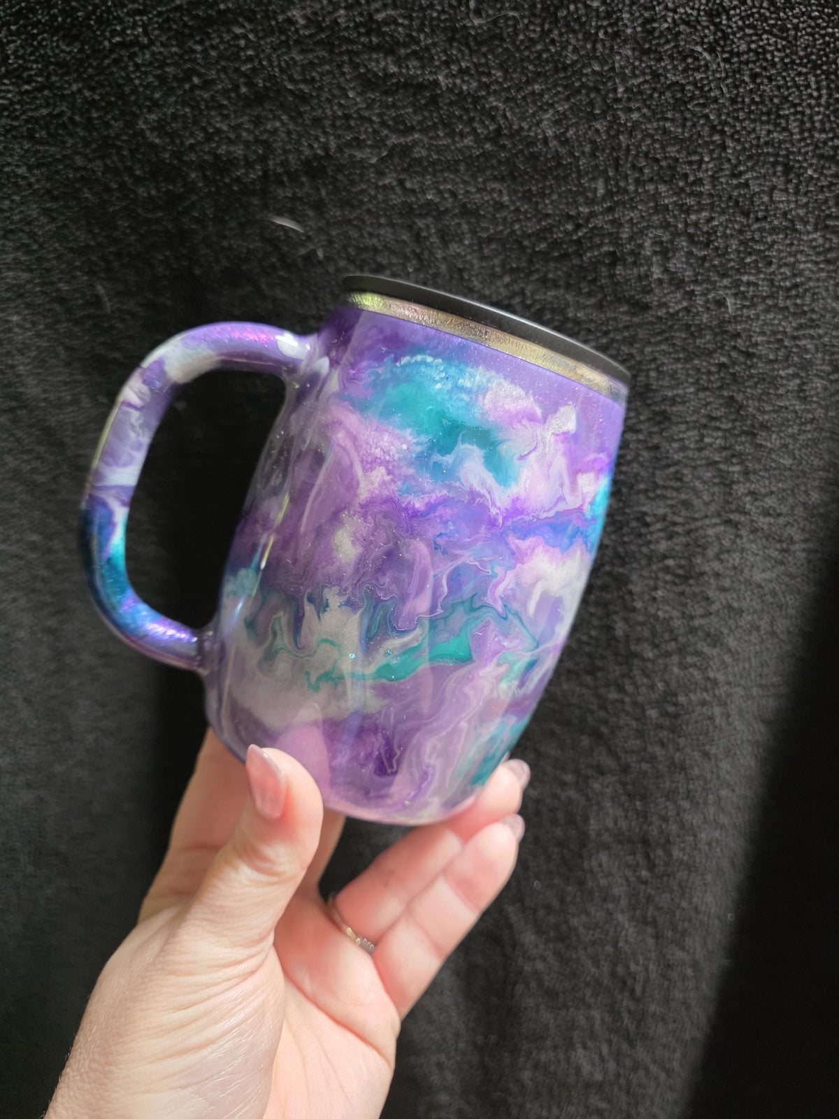 Teal & Purple Swirl - No Decal | 14oz Coffee Mug Stainless Steel Epoxy Mug