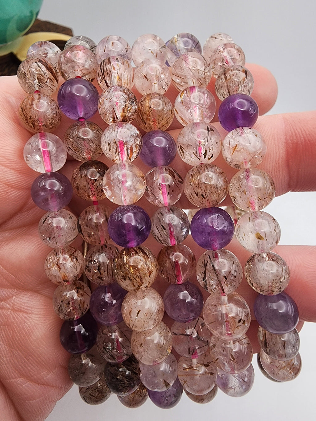 Natural Amethyst & Rutile Melody 8mm Stretch Bracelet