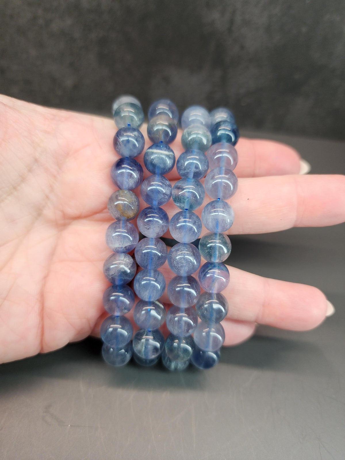 Natural Dark Blue Fluorite 9mm Stretch Bracelet