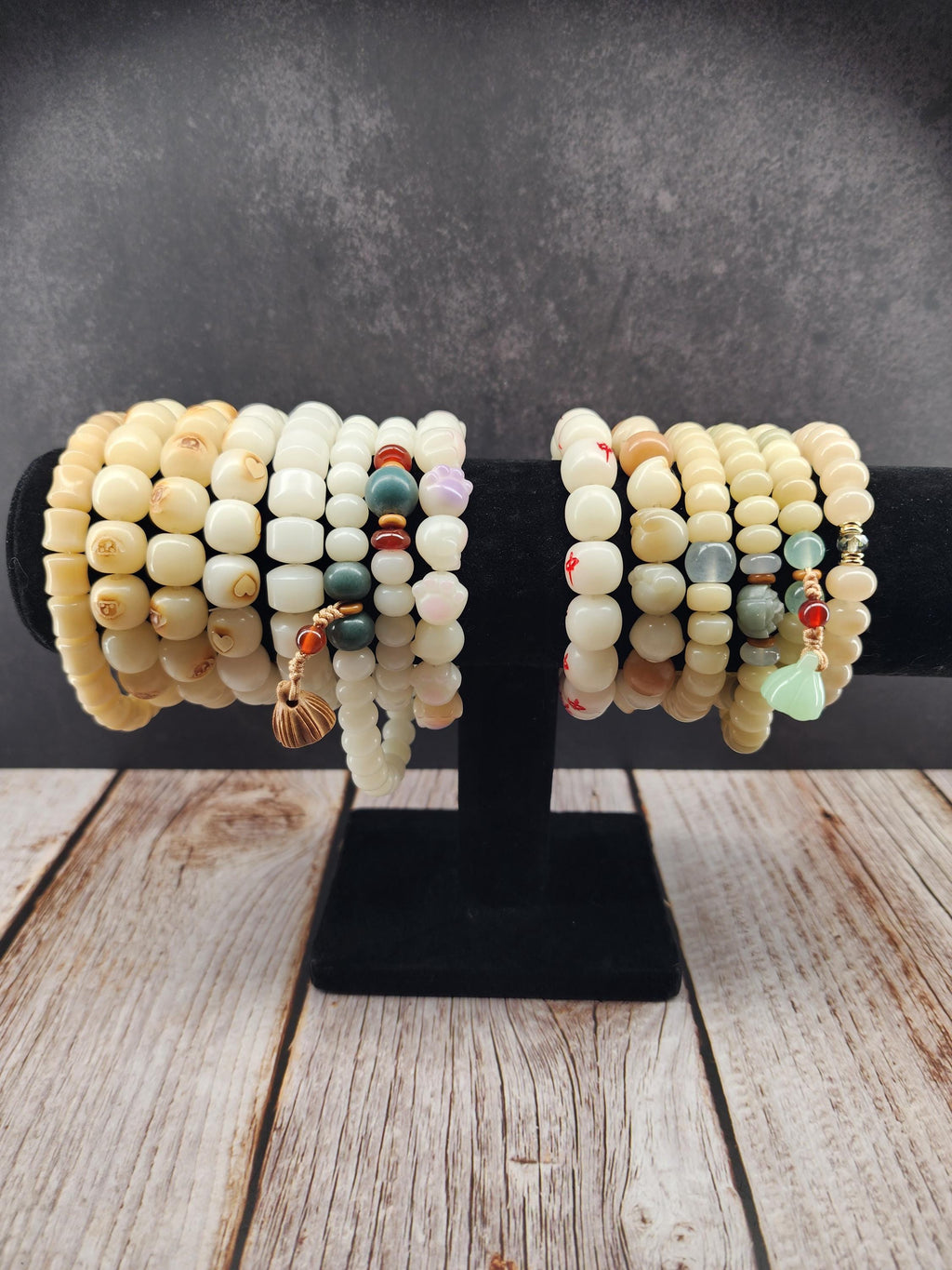 Natural Bodhi Seed Stretch Bracelet | Neutral Light Browns