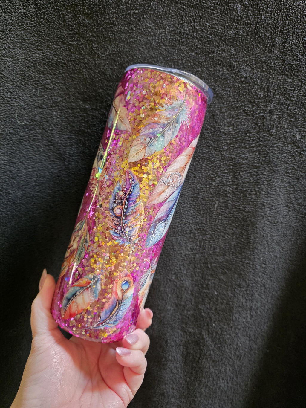 Feathers & Gems Color Shift | 20oz Skinny Stainless Steel Epoxy Tumbler