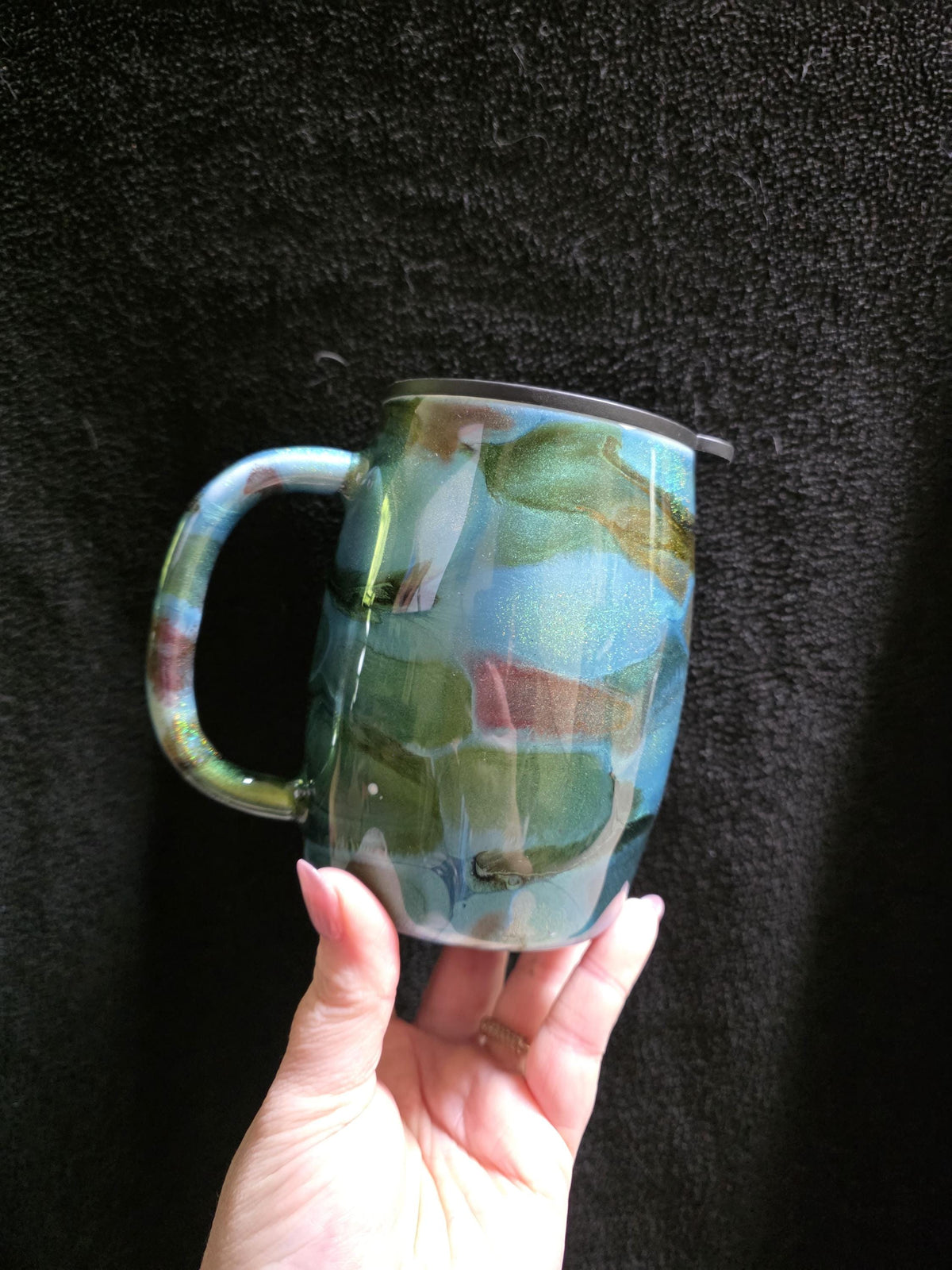 Blue & Green Color Shift Swirl - No Decal | 14oz Coffee Mug Stainless Steel Epoxy Mug