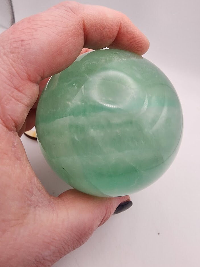 Large Vibrant Teal Green Natural Fluorite Sphere