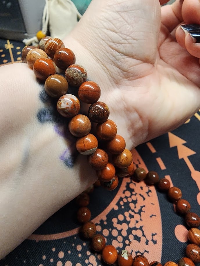 Natural Red Jasper 8mm Stretch Bracelet