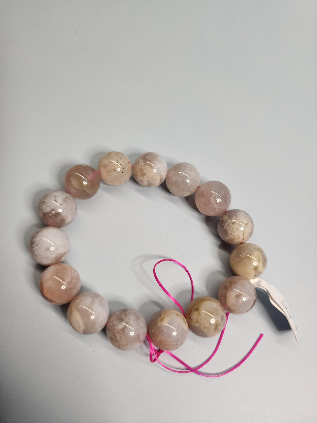 Natural Flower Agate 15mm Stretch Bracelet