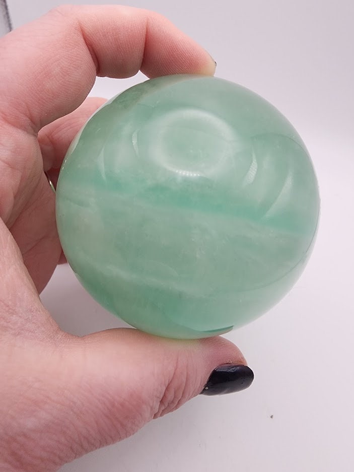 Large Vibrant Teal Green Natural Fluorite Sphere