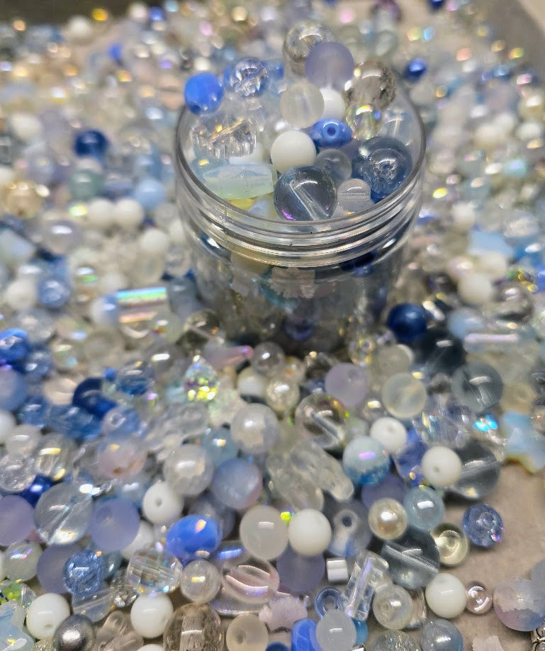 Snow Day | PCC Custom Glass Beads Mix - Blue Christmas Theme