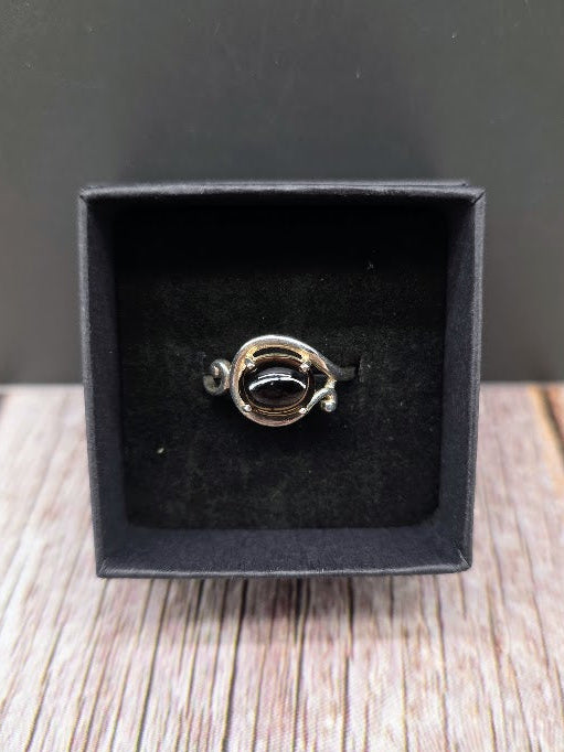 Oval Smoky Quartz Ring - Solid 925 Sterling Silver Ring - Size 8.75