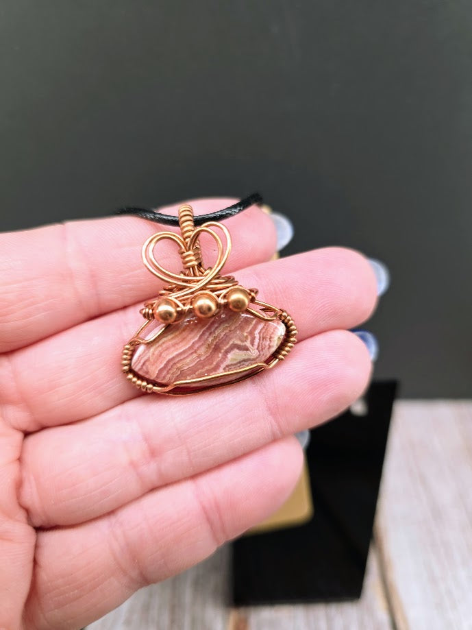 Rhodochrosite Wire Wrapped Pendant