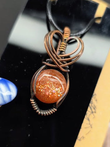 Confetti Sunstone Wrapped Pendant