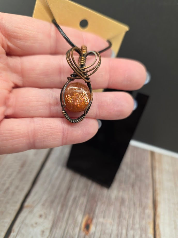 Confetti Sunstone Wrapped Pendant