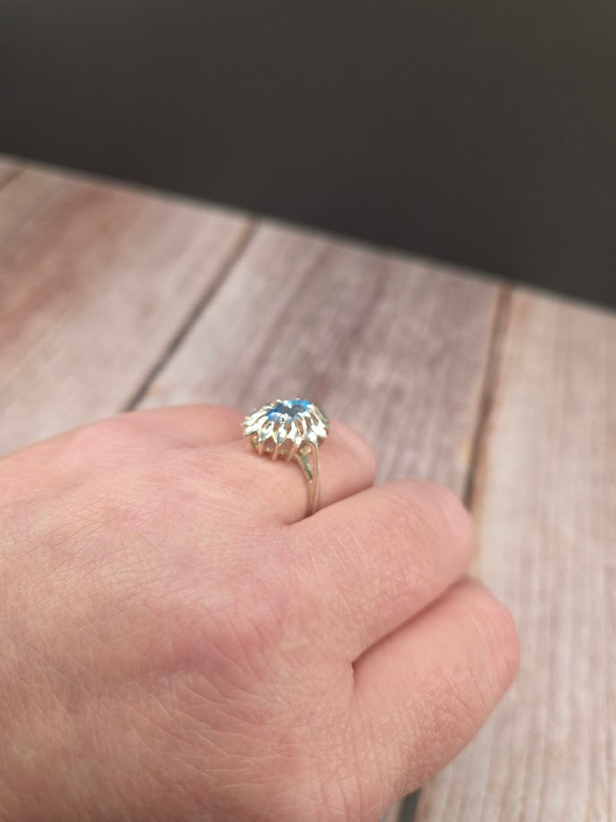 Marquise Blue Topaz Ring - Solid 925 Sterling Silver Ring - Size 7