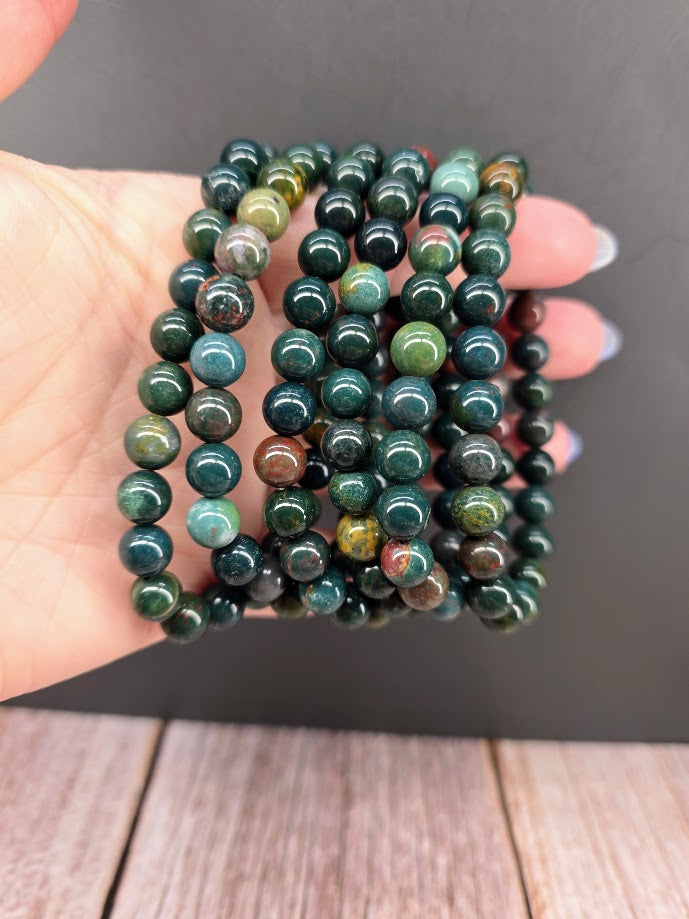 Natural Bloodstone 8mm Stretch Bracelet