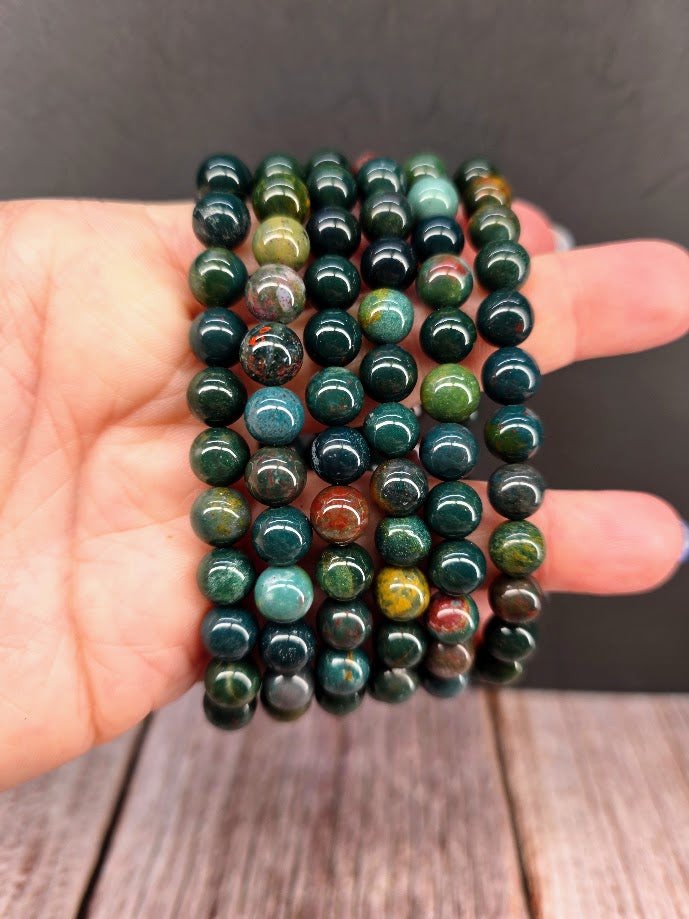Natural Bloodstone 8mm Stretch Bracelet