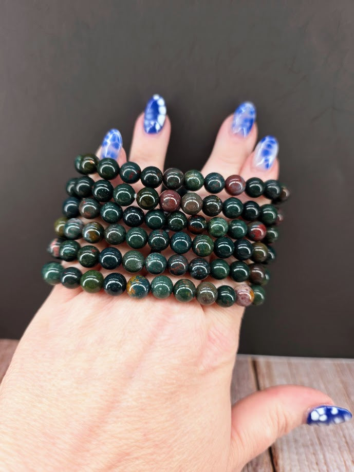 Natural Bloodstone 8mm Stretch Bracelet