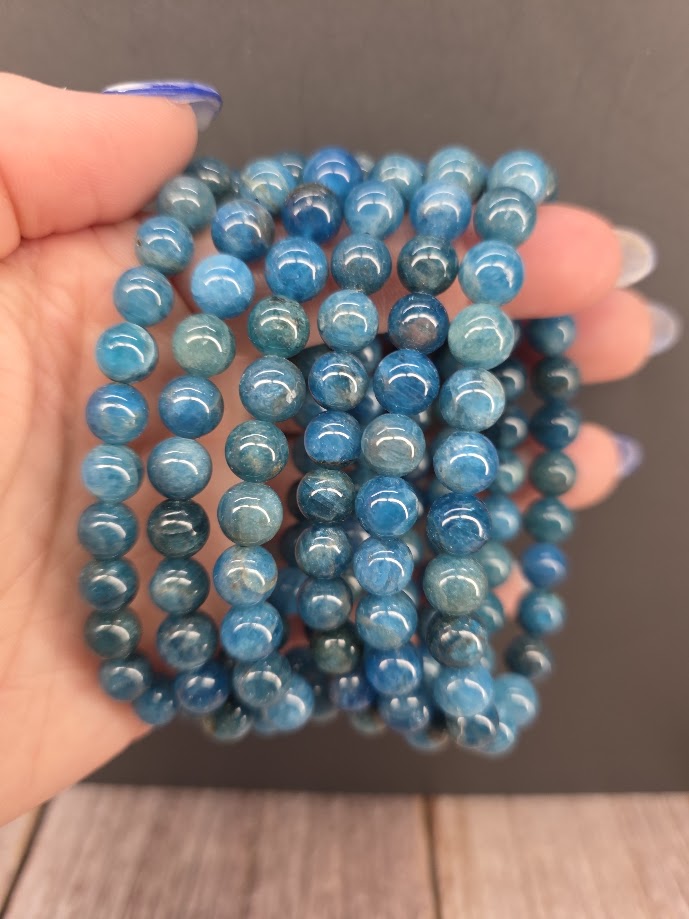 Natural Blue Apatite 8mm Stretch Bracelet